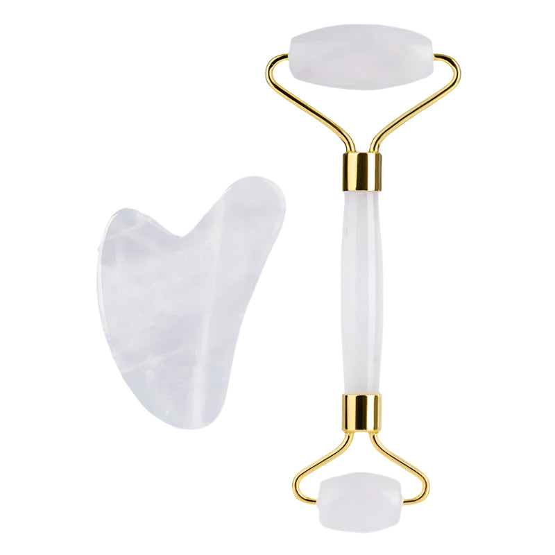 White Jade Stone Roller and Guasha Set